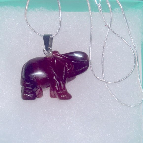 Hand Crafted Jewelry - Hippie Boho Carnelian Agate Crystal Elephant Silver 24” Neck…